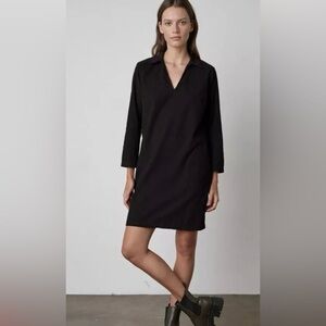 Velvet by Graham Spencer Lana Corduroy Shirt Dress Pockets Black Sz M Minimal